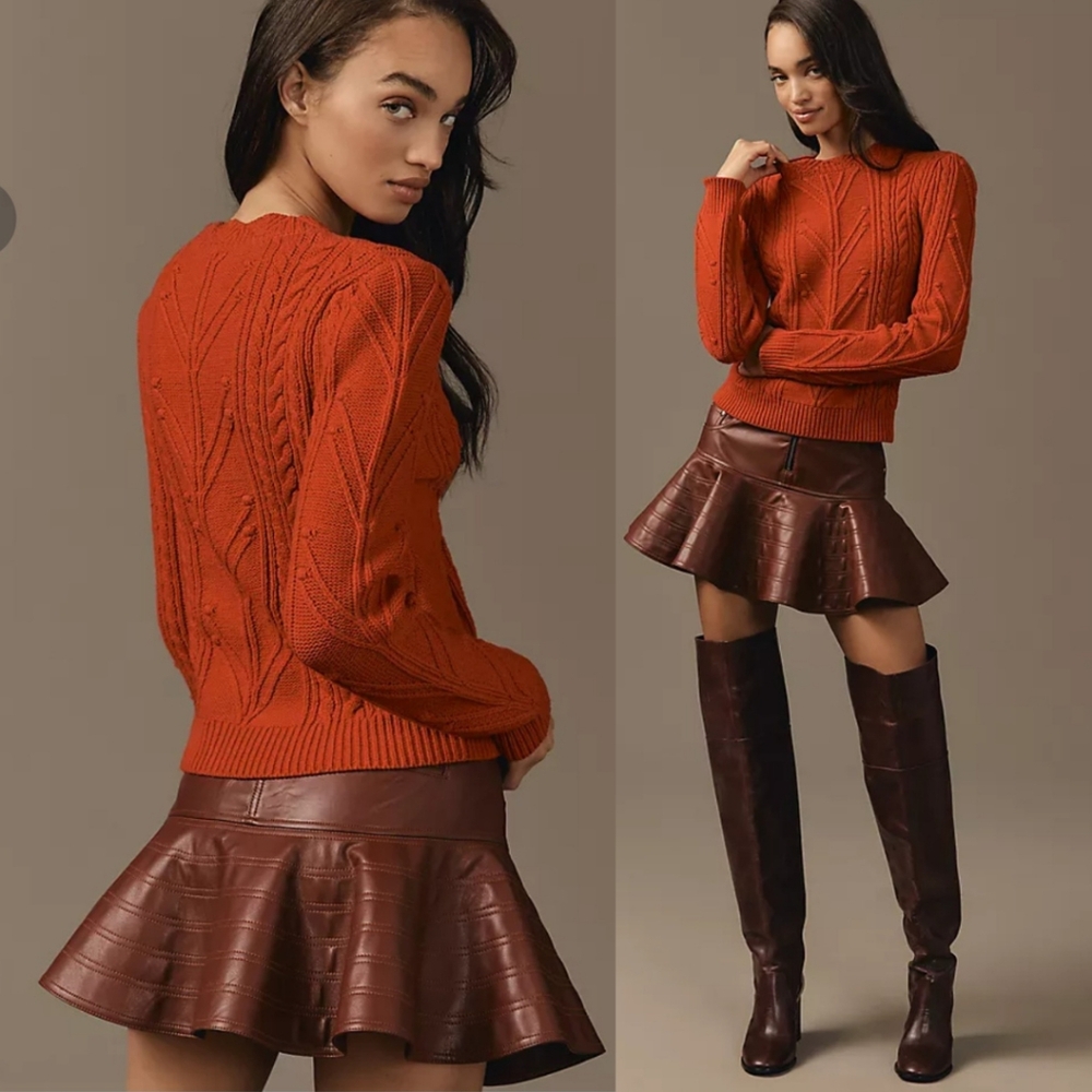 Anthropologie Pilcro Fit-and-Flare Faux-Leather Mini Skirt